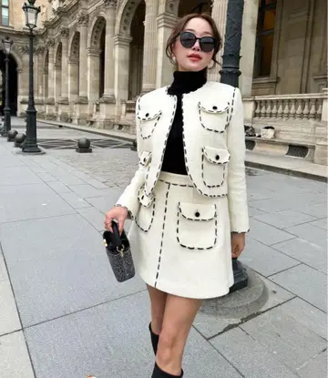 셰리에 스티치 트위드 퀼로트