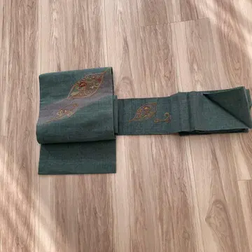 그린 순수 실크 나고야 오비 자수