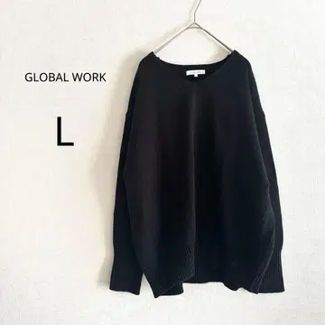 [ GLOBAL WORK ] 니트 스웨터 긴팔 블랙 L V넥