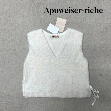 새상품 Apuweiser-riche 니트 슬리브리스 화이트 라메