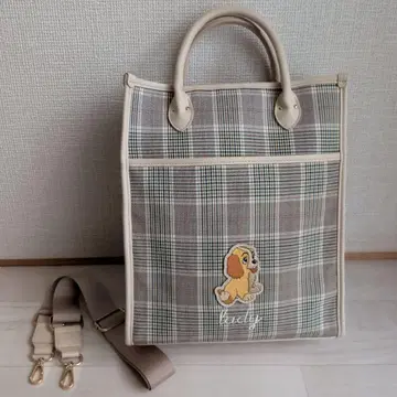 디즈니 클래식 체크 토트 레이디 원원 이야기 백 숄더