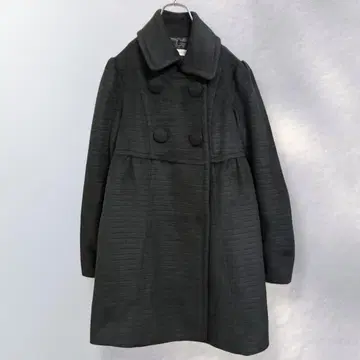 프라임 패턴 A라인 코트 더블 버튼 리본 귀여운 38 [ b162