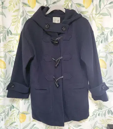 네이비 후드 부착 더플 코트 여성용