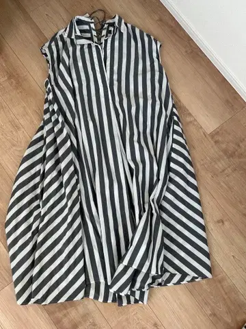 저널 스탠다드 백리본 스트라이프 플레어 셔츠 원피스 블루