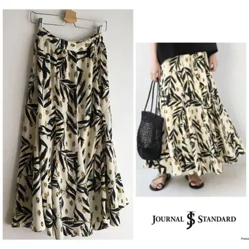 저널 스탠다드 보타니컬 플라워 꽃무늬 드레이프감 롱 스커트