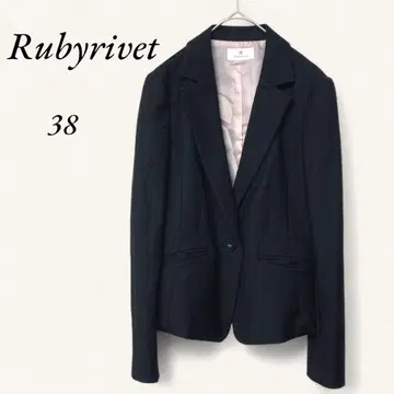 루비 벨벳 테일러드 자켓 블랙 울 혼방 38 M 일본제