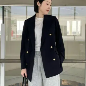 milaowen 금장 버튼 더블 브레스트 롱 블레이저