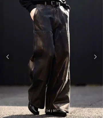 [ CLEL ] 특수 가공 더블니 데님 팬츠