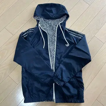 adidas 네이비 플라워 프린트 리버서블 후드티 나일론