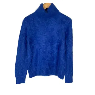 고급 드로어 [1] 캐시미어 100% 샤기 터틀 니트 털 길고 파랑