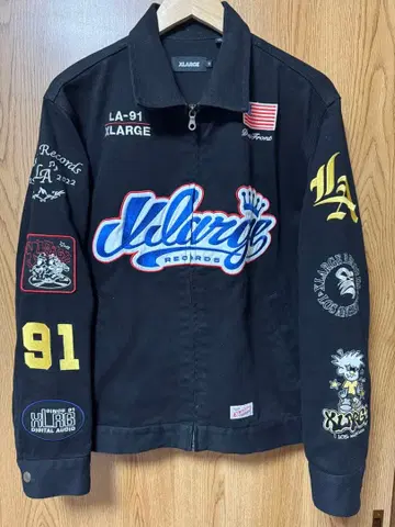XLARGE LA-91 바시티 자켓 블랙 자켓