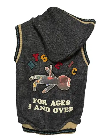 HYSTERIC 후드 부착 니트 베스트 두꺼운 원단