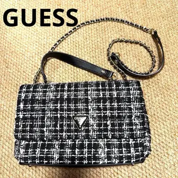 GUESS 트위드 숄더백 블랙/화이트 게스 가을/겨울