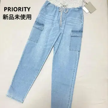 [ PRIORITY ] 미사용 새상품 데님 허리밴딩 포켓 사이즈 36