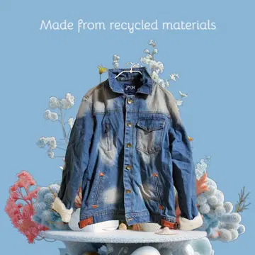 00s Y2K 데미지 가공 데님 자켓 그런지 그라데이션