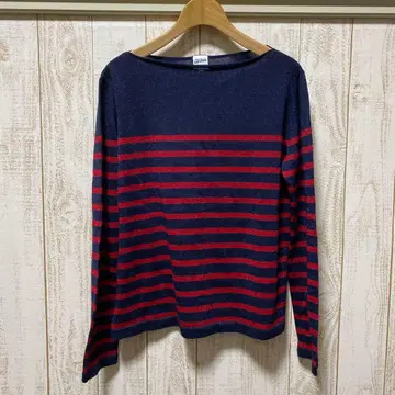 장 폴 고티에 빨간색 네이비 얇은 원단 니트 라메 울 폴리