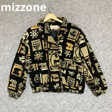 mizzone 빈티지 캐주얼 자켓 블랙과 금색 동물 패턴 올 패턴