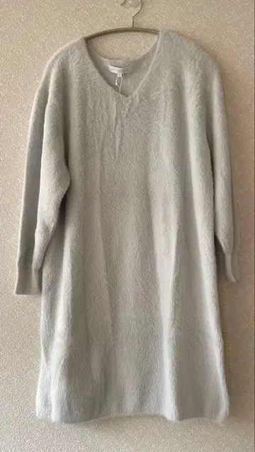 그레이 V넥 긴팔 원피스