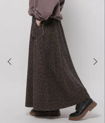 니코앤드 벨트 플레어 스커트 레오파드 무늬 브라운 프린트 L 사이즈