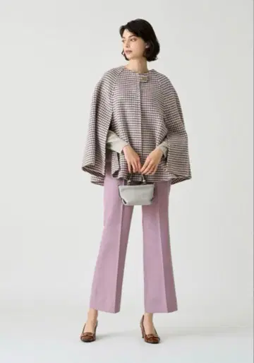 ANAYI 리버 체크 케이프 코트 38