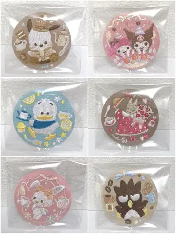 산리오 자수 캔뱃지 6개 세트 (시크릿 포함)