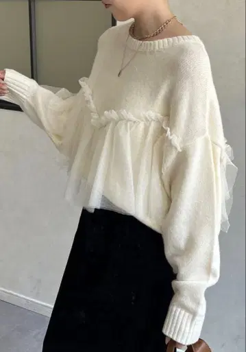 새상품 제본 튤 뷔스티에 도킹 니트