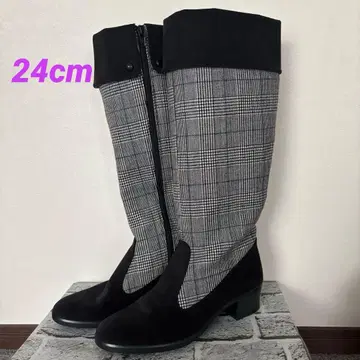 TOPDRY 스웨이드 체크 무늬 롱 부츠 GORE-TEX 방수 24cm