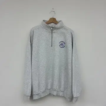 KOOKYN 그레이 하프 지퍼 트레이닝복 로고 자수