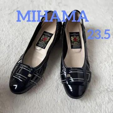 미하마 네이비 버클 플랫슈즈 23.5 에나멜