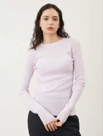 mila owen 시어 라메 크루넥 니트