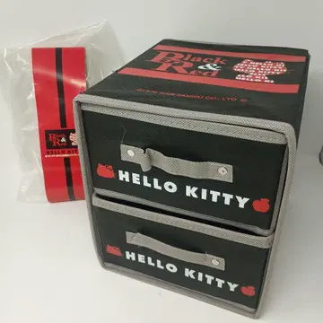 헬로키티 접이식 2단 박스 서랍 체스트 BLACK&RED
