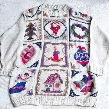 미국 빈티지 의류 크리스마스 패턴 스웨터 L