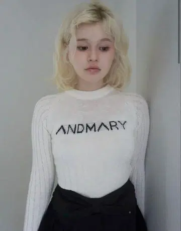 andmary 메리 로고 니트 탑스 앤드마리