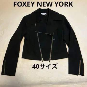 컨디션 최상 FOXEY NEWYORK 2way 라이더 자켓 스웨이드 블랙