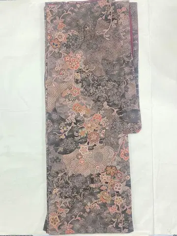 꽃무늬 코몬 이중 기모노 레트로