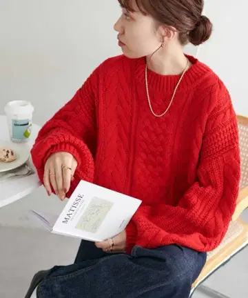 DISCOAT 케이블 니트 스웨터