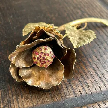 유럽 빈티지 대형! 고풍스러운 마감 꽃줄기 브로치