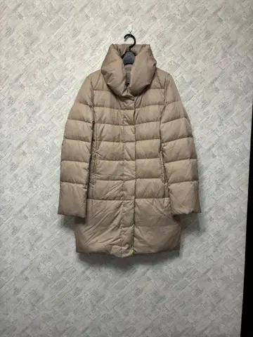 유나이티드 애로우즈 베이지 ZIP 패브릭 다운 롱 코트 L