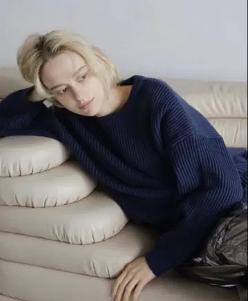 searoomlynn 소프트 하드 니트 풀오버 네이비 프리 사이즈