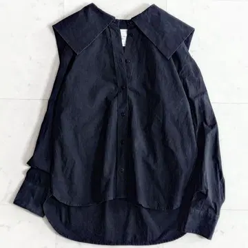 MAGALI 천일염 코튼 세일러 카라 블라우스 블랙 일본제