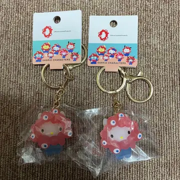 산리오 미야쿠미야쿠 클리어 키링 키티 2개