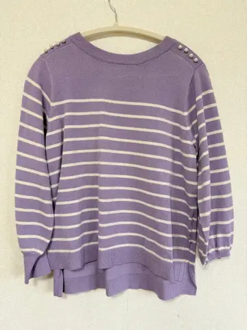 anySiS 펄 장식 보더 스웨터