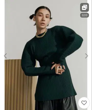 최종 할인 UN3D. 아코디언 니트탑 스웨터 그린