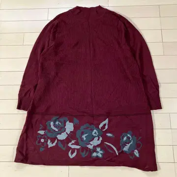 11.5 타운 엘레강스 니트 원피스 크림슨 꽃무늬 4L