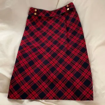 PARANOIA 빨간색과 네이비 체크 스커트