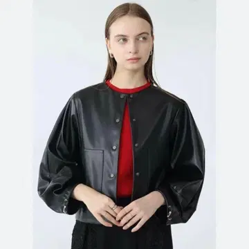 aga 아가 에코 가죽 노카라 블루종