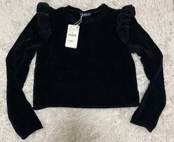 ZARA 프릴 포함 블랙 긴팔 니트 스웨터 미사용 택 포함