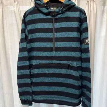 Back Channel 후드 부착 후드티 파랑 블랙 스트라이프