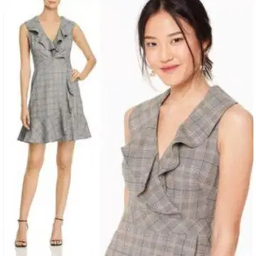 Kate Spade New York Plaid Ruffle V-Neck