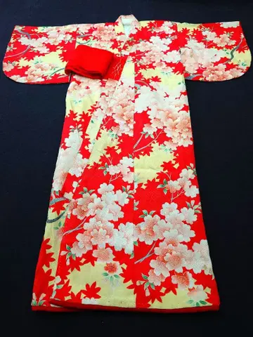 순수 실크 금사 크레이프 원단 어린이 기모노